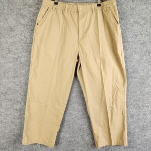 Haband Casual Joe Pants Mens Khaki Elastic Waist 44/XS Tan Cotton Blend